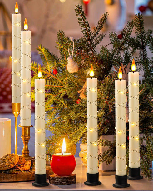 6 9.6" 6 Da by Flameless Window Candles with Remote Control & Timer, Surround String Lights, Battery Powered, Christmas