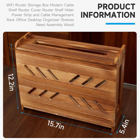 Adjustable Projector Shelf & Router Shelf -Router Box Hider, Modem Cable Router Cover Organized Power Strip Cable