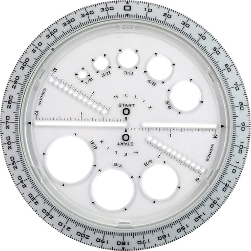 Helix Angle and Circle Maker with Integrated Circle Templates, 360 Degree, 6 Inch / 15cm, Assorted Colors