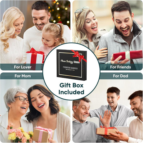 Valentine's Day Gifts for Men Wood Phone Docking Station with Separate Phone Stand, Bedside Desk Organiser and Key