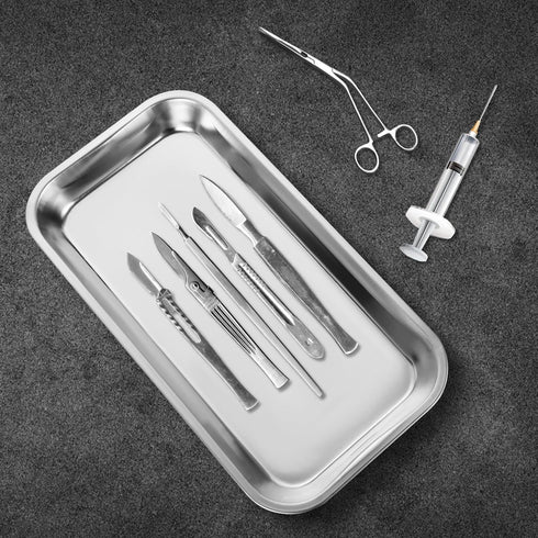 8 Pcs Surgical Tray, 8.6''x4.7''x0.8'' Metal Tray, Stainless Steel for Medical, Dental, Lab Supplies
