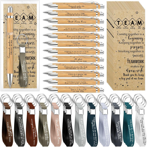 Sayglossy 36 Sets Team Gifts Bulk for Employee Motivational Bamboo Pens with Silicone