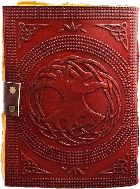 AzureGreen DOUBLE DRAGON Blank Page Book, Handcrafted Leather Unlined Journal, 5 x 7 Vintage Brown