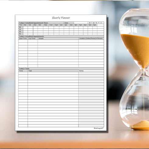 Hourly Planner Notepad, 50 Page Planning Pad w/Appointment Time Block, 8.5 X 11, A4 Sheets for Office Work Schedule