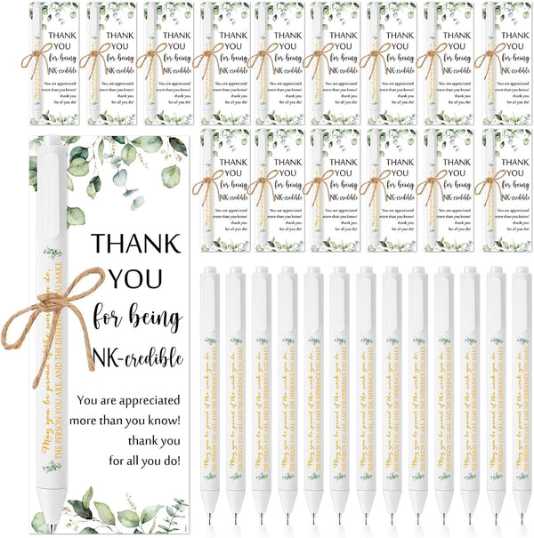 Fulmoon 50 Sets Employee Appreciation Gifts - Thank You Sign Ballpoint Pens with Greeting Cards for Teacher Office Staff
