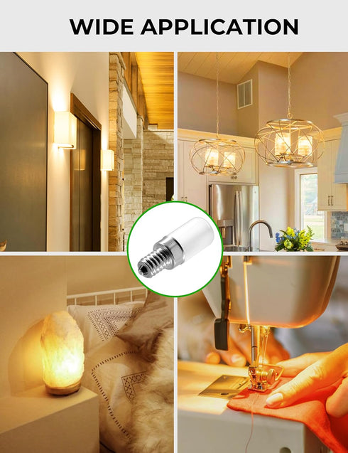 2W E12 LED Night Light Bulb, Mini Type B C7, 25W Equivalent, Warm White 3000K, 120V E12 Edison Screw, Non-Dimmable,