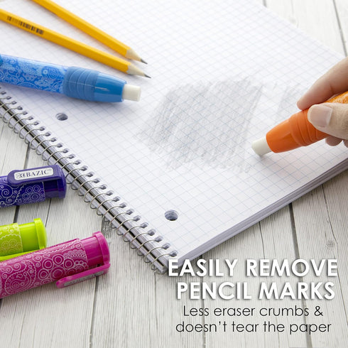 BAZIC Retractable Stick Erasers Paisley, Mechanical Pencil Eraser, Large Size Click Eraser for Art Drawing (2/Pack)