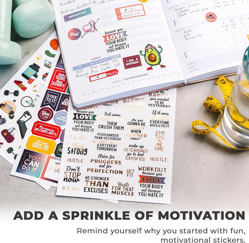 Clever Fox Planner Fitness Sticker Set, 16 Sheets of 841+ Unique Stickers for Monthly, Weekly & Daily Planning