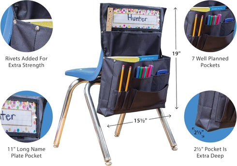 Teacher Created Resources Black Canvas Chair Pocket, TCR20883