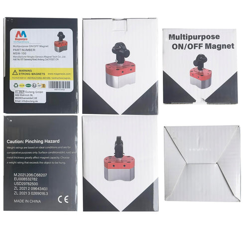 Magnetpro 220 LB Pull-Off Force Multipurpose Switch Magnet, On/Off Magnetic System for Lifting & Positioning