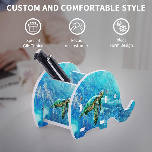 Cute Pen Holder for Desk Organizer, Creative Elephant Shape Pencil Holder, Multi-function Pen Cup with Phone Stand,
