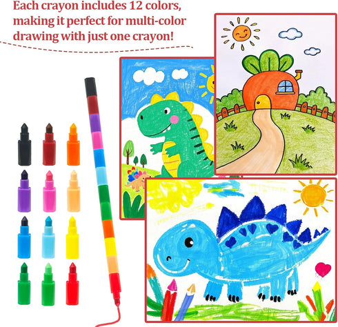 YFANITI Crayons,12 Pencils,12 Stackable PCS Stacking Buildable Crayons Colorful Stackable Colors Stackable Painting