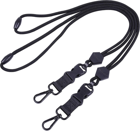 Wisdompro 2 Pack of 23 inch Durable Round Cord Lanyard - Heavy Duty with Safety Breakaway Buckle, Black