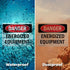 (2 Pack) Energized Equipment OSHA Danger Sign, 7 Inch X 5 Inch Vinyl Label Decal, Weather Resistant