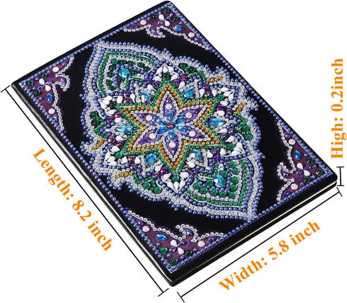 Diamond Art Painting Book - Special Shaped DIY Notebook with Mandala Diary, 100 Pages/50 Sheets A5