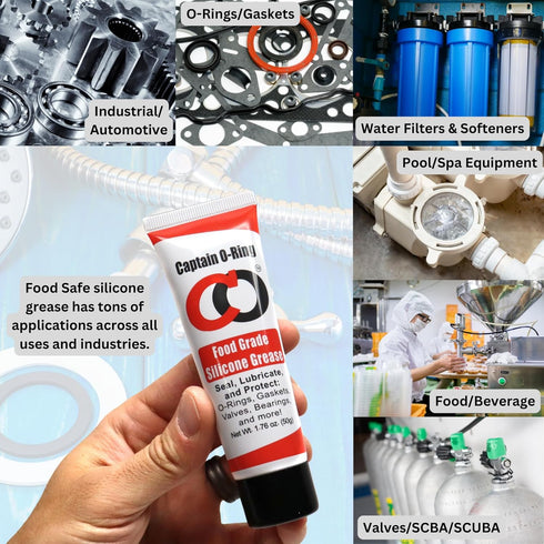 (1.76oz, 50g) Captain O-Ring - NSF Food Grade Silicone Lubricant Grease for O-Rings, Seals, Gaskets, Pumps, Pool Spa