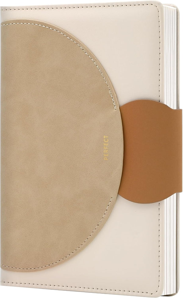 CAGIE Lined Journals for Writing Leather Journal for Women with Buckle Closure, 192 Pages 100 GSM, 5.9"x8.5", Brown
