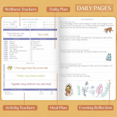7.1x10.5, 3 Legend Self-Care Journal Guided Daily Reflection Journal to Support Mental & Physical Health Daily Mood