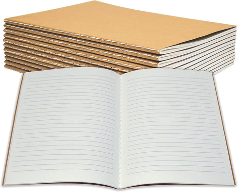 Better Office Products Kraft Notebooks Lined Paper, Bulk Pack 8.3 in x 5.5 in, A5 Size, 60 Lined Ivory Pages, 80 gsm, Soft Cover Composition Notebooks, Stitched Spines, Kraft Travel Journals by Better Office Products