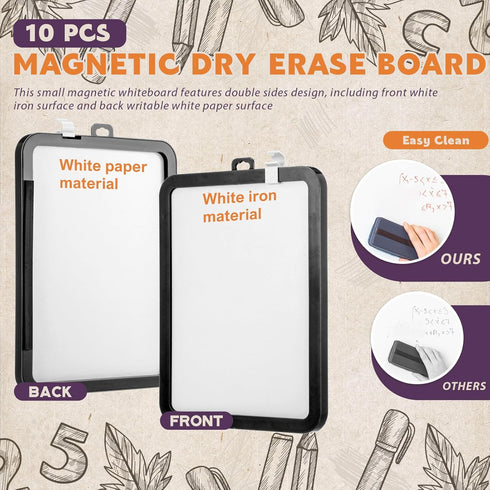 Outus 10 Pcs Mini White Boards, 8.5 x 11'' Double Sided Magnetic Dry Erase Board, Small Colored Whiteboards (Black)