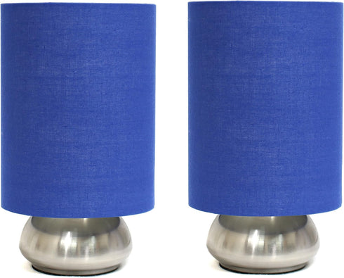 Simple Designs LT2016-BLU-2PK Gemini Brushed Nickel 2 Pack Mini Touch Lamp Set