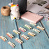 Whaline Push Pins with Colorful Wooden Clips, 50 Pack Decorative Craft Paper Clips