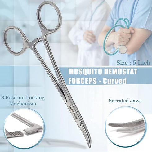 Premium A2ZSCILAB 5 Pieces Veterinary Needle Holder, Scissors, Hemostat Forceps, Tweezers Instruments