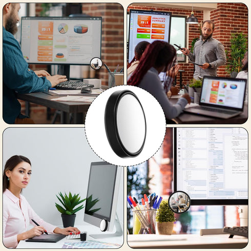 Aeaocvo 2 2.2 Inch PCS Desk Mirror Office Cubicle, Adjustable Cubicle Mirror to See Behind You, Removable Computer