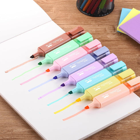 Mr. Pen Pastel Highlighter, 8 pcs Tank Style, Chisel Tip, No Bleed Bible Highlighter for School Supplies