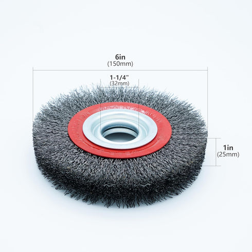 6inch 8inch 2pcs Bench Wire Wheel Brush Set with 0.012" Crimped Steel Wire and 5 Spacer Arbors for Bench Grinder (6inch 2pcs)