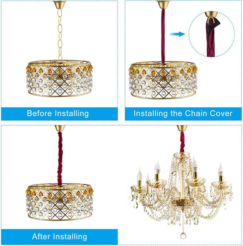 1.97" 6Ft 2 PATIKIL x Chandelier Chain Cord Cover, Pcs Velvet Cloth Fabric Chain Sleeve for Chandelier, Wires Swing