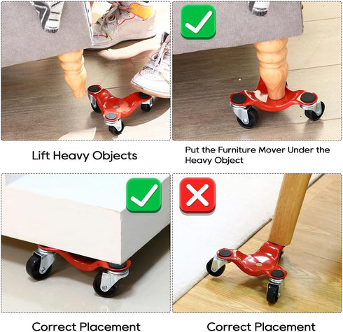 4 6. 7 Inch 3 200 Lbs Tallew Pcs Furniture Mover Dolly Wheels Dolly Steel Furniture Mover with Wheels Load Capacity
