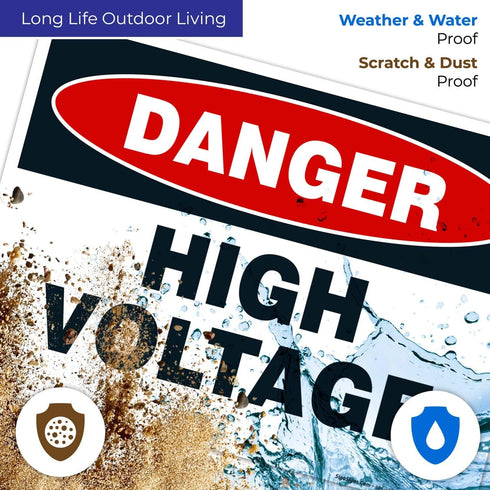 High Voltage Sign, Danger 10x7 Inches, Rust Free .040 Aluminum, Fade Resistant, Made in the USA