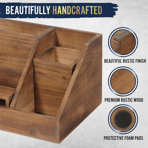 HBCY Creations 3 PIECE Rustic Wooden Desk Organizer Set, Rustic Mail Organizer for Desktop, Great for Rustic or