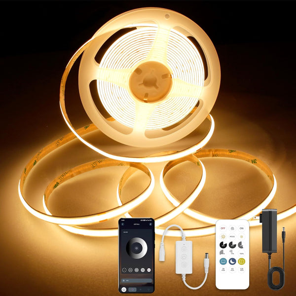 AXMOTUT 9.84ft Smart COB LED Strip Lights, 24V Warm White 2700K Dimmable