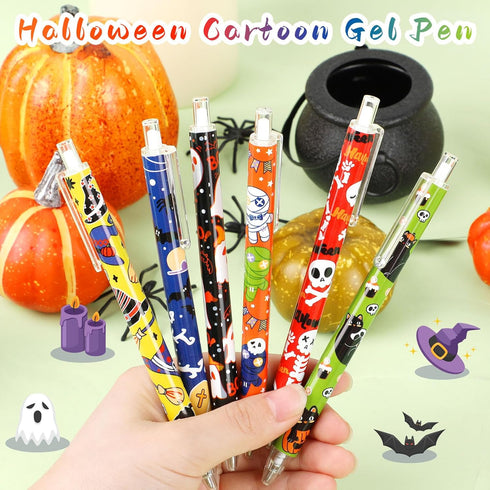 CCINEE 36 Pcs Halloween Ballpoint Pen, Cute Cartoon Gel Ink Pen Bulk for Kids, Retractable Black Ink for Office