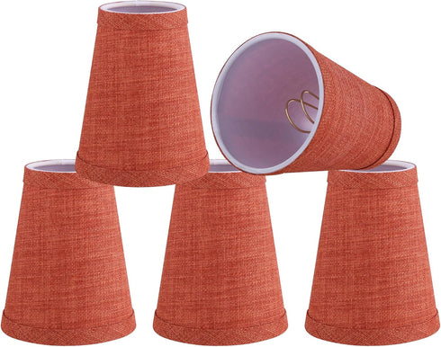 Aspen Creative 51043-5,Hardback Empire Transitional Clip-On Chandelier Shade/Brick Red Burlap Textured Fabric.2.5"Top x 4"Bottom