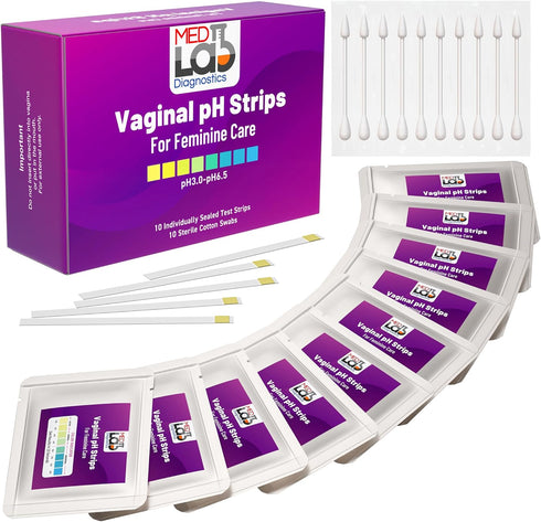 Vaginal pH Test Strips Kit for Women(10 Count) Individually Wrapped for pH