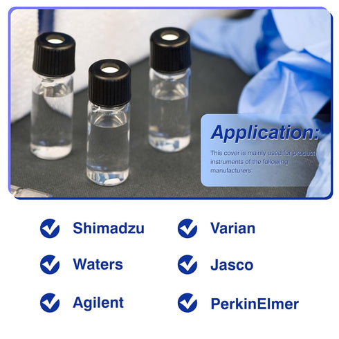 HPLC LC 8-425 Screw Thread Vial Caps, 8 mm, PTFE/Silicone Septa, Black, 100 pcs/pk Polypropylene