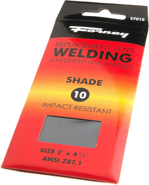 Forney 57010 Lens Replacement Hardened Glass, 4-1/4-Inch-by-2-Inch, Shade-10 , Black