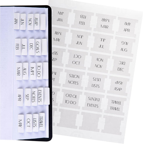 DiverseBee Laminated Planner, 24 Peel and Stick Tabs (12 Monthly, 4 Blank), Sand Color Dividers