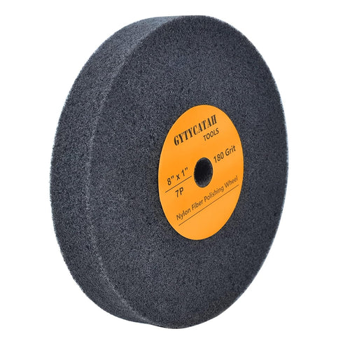 Deburring Wheel, Nylon Fiber Polishing Wheels, 8" x 1" Thickness x 5/8" Arbor, 180 Grit, 7P