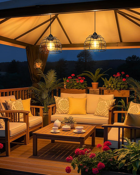 4/6/8 Dimmable Battery Operated Hanging Outdoor Chandelier, H Timer, Bohemian Hanging Shed Gazebo Lights Outdoor