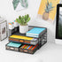 Marbrasse 3 Tier Mesh Desk Organizer - Black Multi-Functional Organizer with Drawer, Paper Letter Organizer & 2 Pen