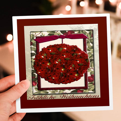 6 6 inches, (gc_37018_5) Froehliche Weihnachten, Merry Christmas in German - Greeting Card, x single