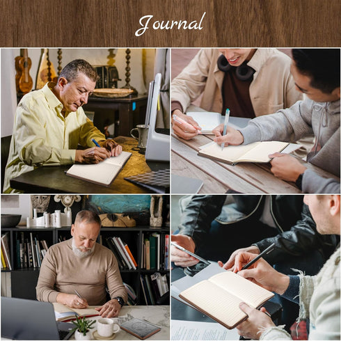 CAGIE Leather Vintage Journal, Soft Cover, 180 Lay Flat Lined Pages, 5.7" x 8.3", Grey Travel Diary Notebook