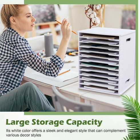 Juexica 12 Tier Scrapbook Paper Organizer for 8.5" x 11" White Cardstock, Stackable Desktop Storage Rack