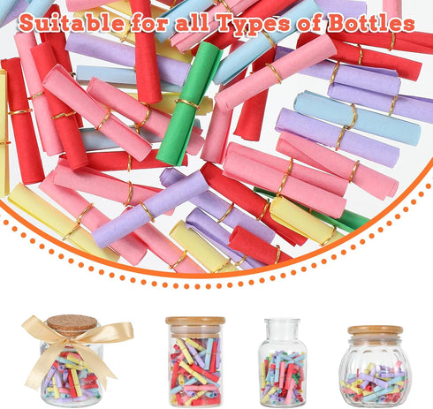 Larrel 110 Pcs Mini Scroll Paper, Colorful Lucky Wish Paper Mini Stationary Writable Message Papers for Birthday