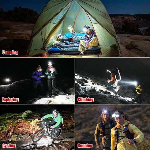 Rechargeable Headlamp, 10000 High Lumen LED Light, Waterproof Camping Gear with Red Light, 4 Modes USB Recharge