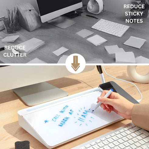 Garood Desktop Whiteboard with Wireless Charger, Fast Charger Desk Organizer, Phone Holder, 15.8 x 7 x 2 inches